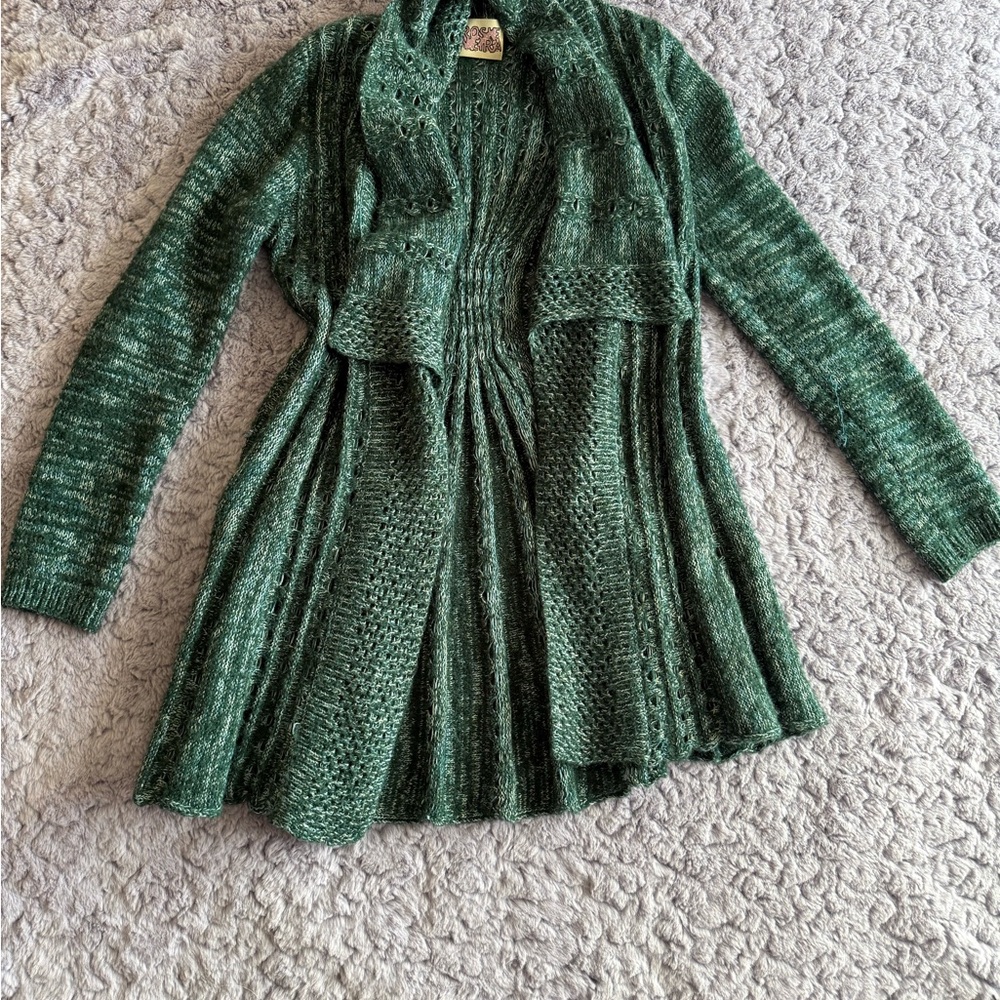 Rosie Neira | Long Green Knit Cardigan Sweater